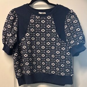 Entro Navy and White Patterned Sweatshirt
